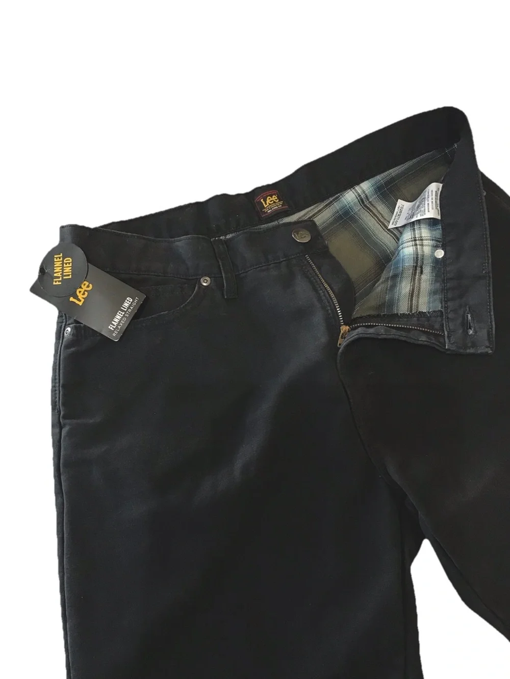 Lee Men's Flannel Lined Straight Leg Jeans - Black Wash 34X32